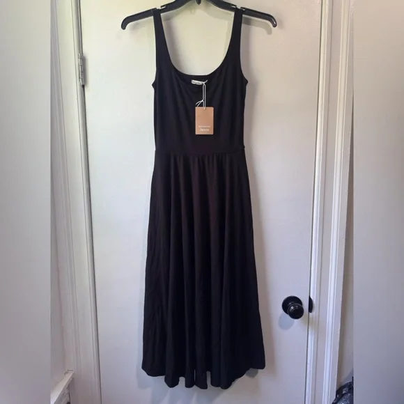 Reformation Rou Knit Black Midi Dress